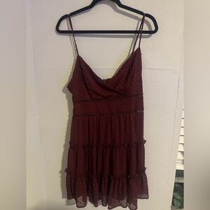 Trixxi Burgundy Tiered Mini Dress